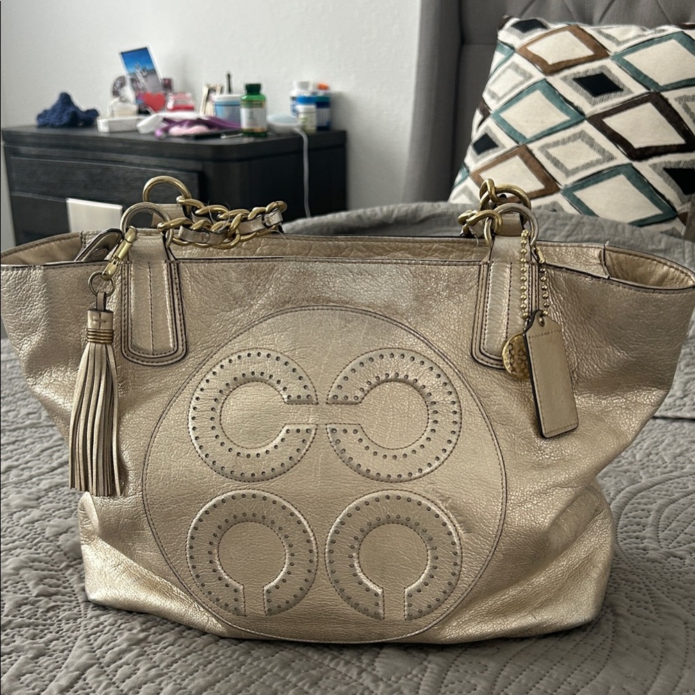 Coach Metallic Gold Tote Bag